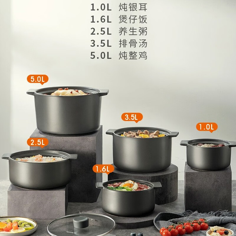 九阳(Joyoung)汤锅砂锅炖锅煲汤煲仔饭家用陶瓷锅明火燃气耐高温小沙锅陶瓷煲 [适用1-3人]-TCB1603高清大图