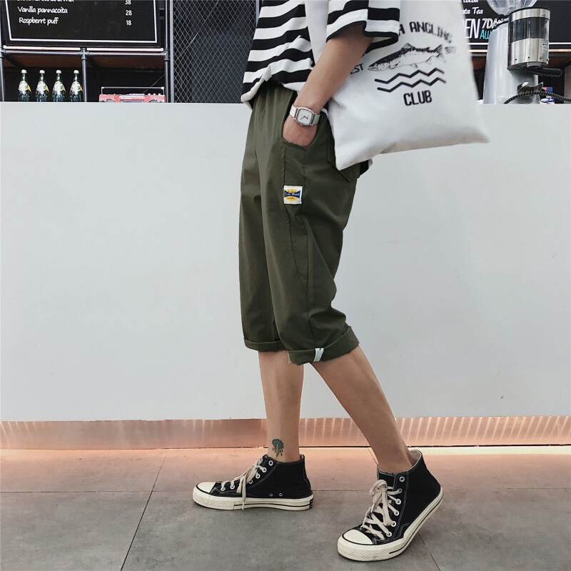 夏季男士短裤休闲裤修身七分裤韩版中裤潮流五分裤运动男裤马裤子lm