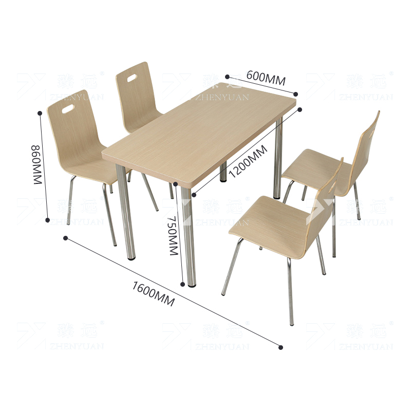 臻远 ZY4040833 餐桌椅组合学校食堂桌椅一桌四椅高清大图