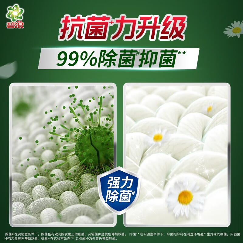碧浪洗衣液抑菌科技高效除螨根源洁净 抑菌更除螨 抗菌洗衣液 草本清新2kg