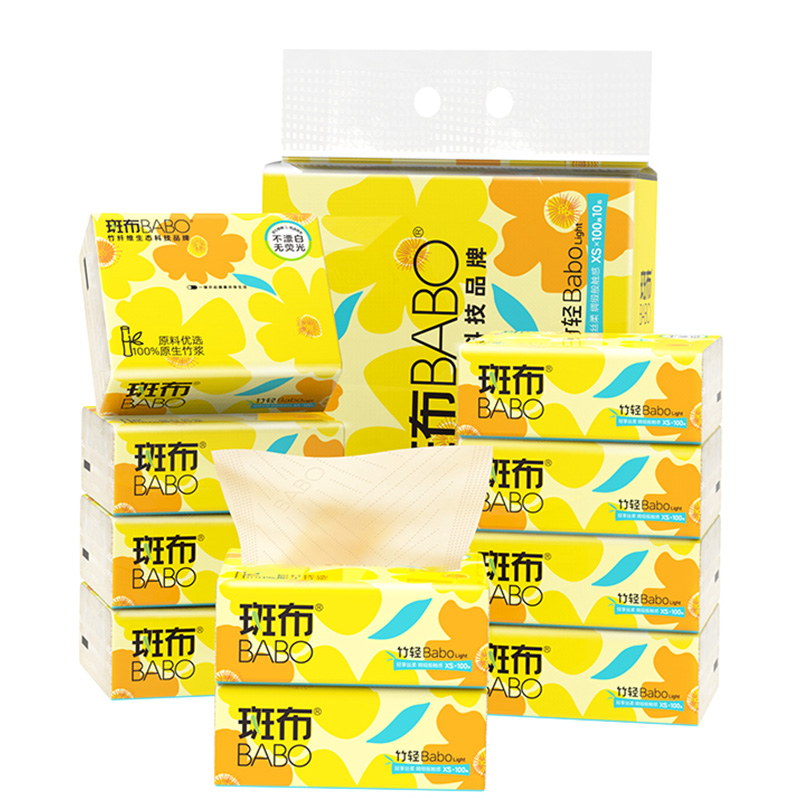 斑布抽纸100抽*10包*2提三层竹轻系列DBZR100E10-1