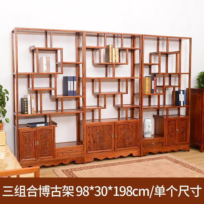 BONJEAN博古架实木中式多宝阁仿古客厅隔断置物古董茶叶展示架榆木陈列柜高清大图