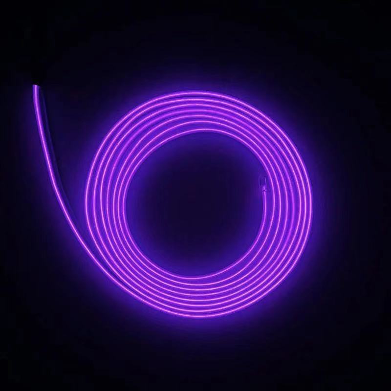 紫色 1米冷光线 驱动 汽车led装饰气氛灯车内氛围灯条室内脚底灯冷光