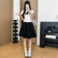 日系藏青色半身裙女夏季新款学院风半裙高腰伞裙a字运动短裙 M-（建议96-110斤） 黑色