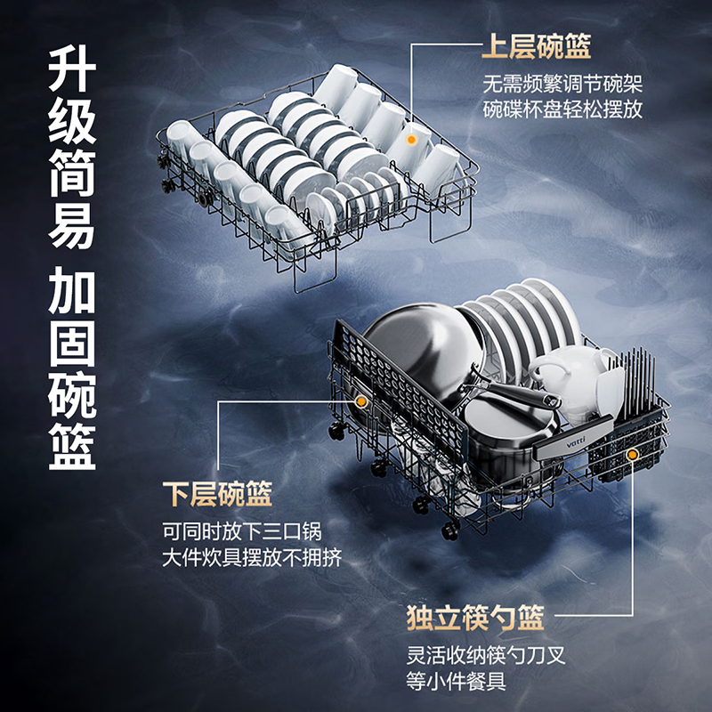 华帝(vatti)升级14套嵌入式洗碗机 灶下安装 iE7Pro 一级水效 母婴级消毒 除菌热风烘干 洗碗热烘消一体机高清大图