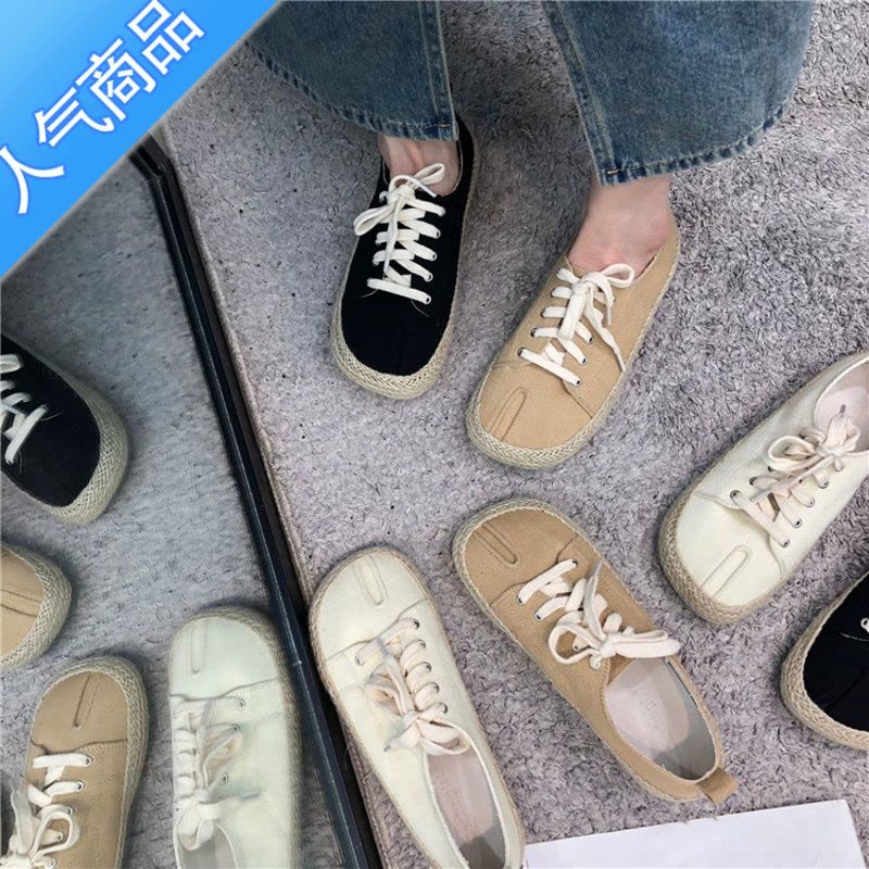 SUNTEK东大门渔夫鞋女2022年春季新款韩版超chic草编懒人一脚蹬乐福鞋女图片