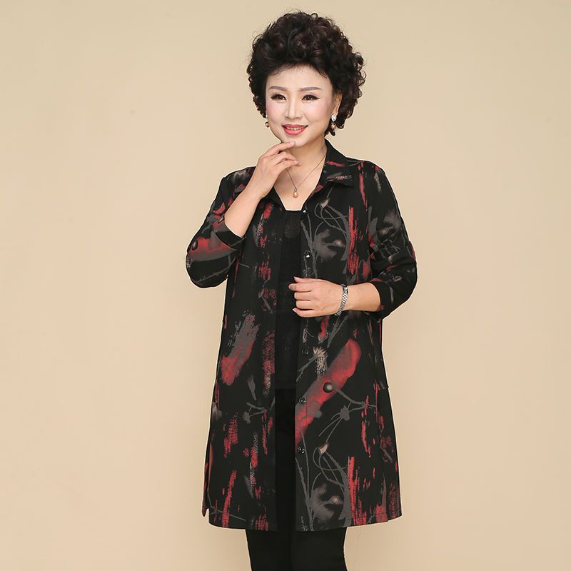 中老年女装春秋装风衣中长款40到50岁妈妈装秋装外套大码长袖上衣