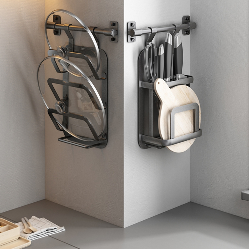 闪电客厨房置物架壁挂式免打孔挂架挂件挂杆碗碟架刀架调料架厨卫收纳