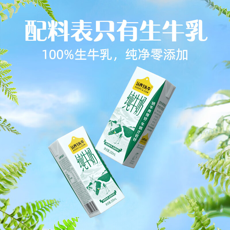 认养一头牛纯牛奶全脂纯奶早餐纯奶生牛乳200ml*12盒*1提高清大图