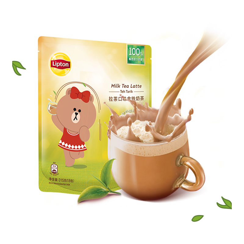 立顿Lipton 拉茶口味拿铁奶茶 速溶固体饮料冲调饮品18包315g (新老包装随机发货)