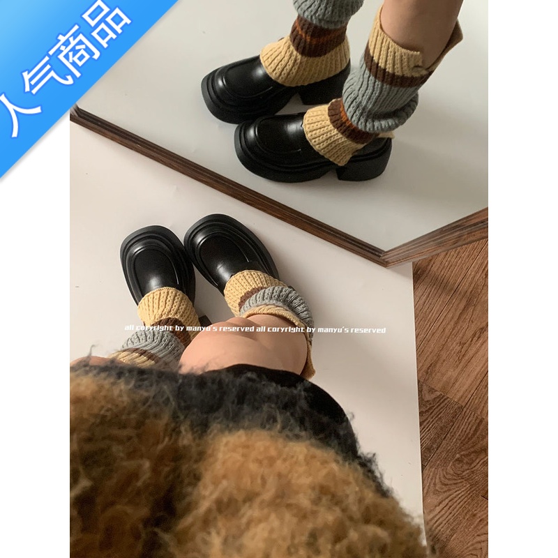 SUNTEK曼玉 森系乐福鞋一脚蹬百搭高跟不累脚矮子乐少女感好穿气质百搭 黑色亚光 39