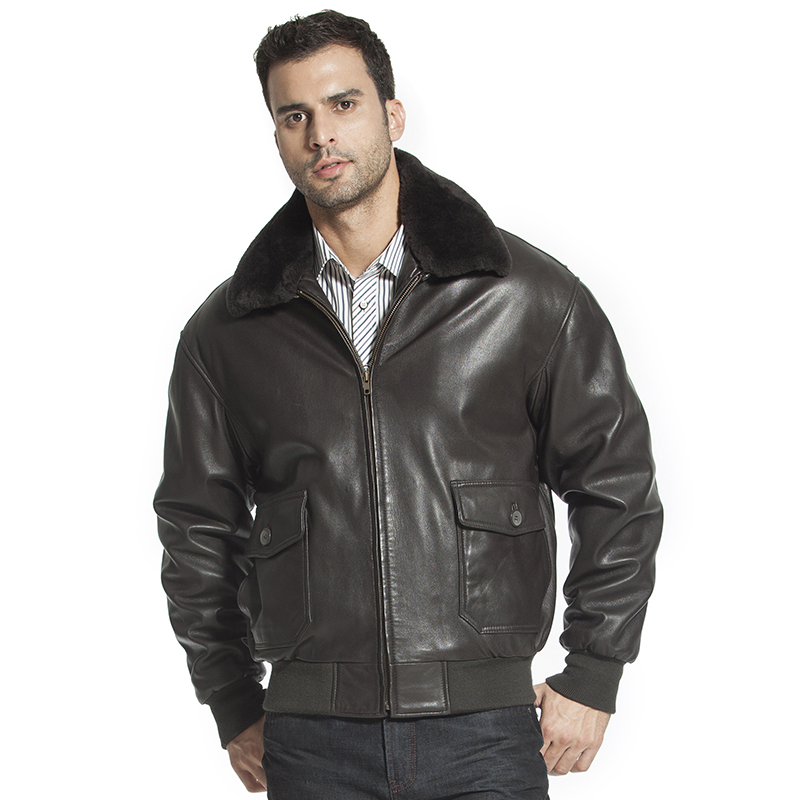 luxurylane真皮皮衣g1山羊皮飞行夹克