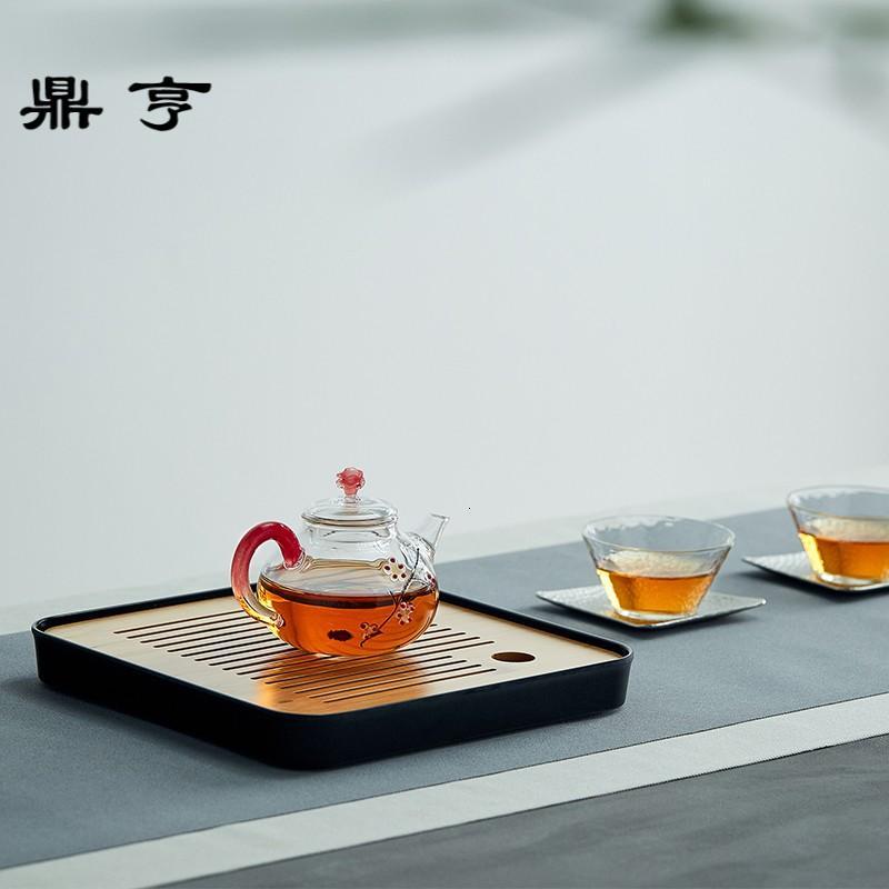 鼎亨 功夫茶具家用茶盘大小号储水式竹制盘面简约干泡台