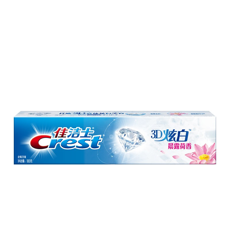 佳洁士(Crest) 3D炫白晨露荷香牙膏180克 清新口气深层清洁