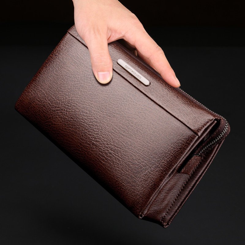 支持礼品卡七匹狼男士手包男真皮软皮大容量手拿包男包商务头层牛皮手