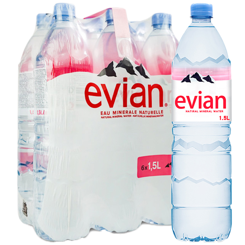 依云(evian)矿泉水 1.5L*6瓶/箱 进口饮用水 矿物质水 法国进口