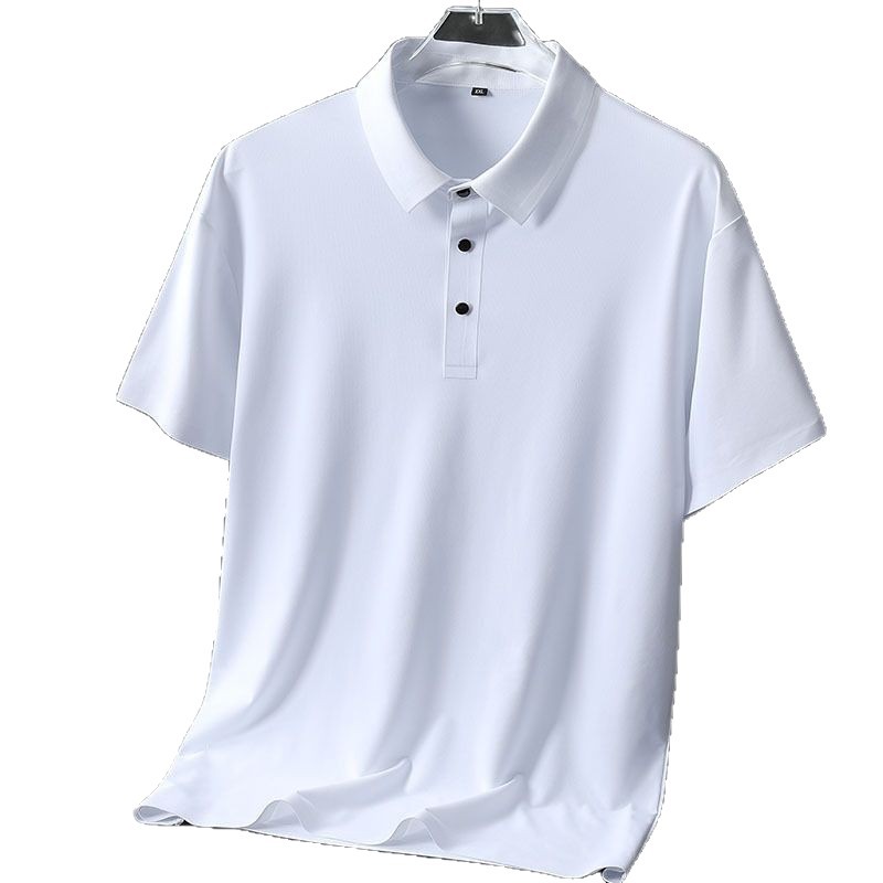 啄木鸟冰丝短袖POLO衫男士夏季宽松速干大码翻领胖人上衣无痕T恤高清大图