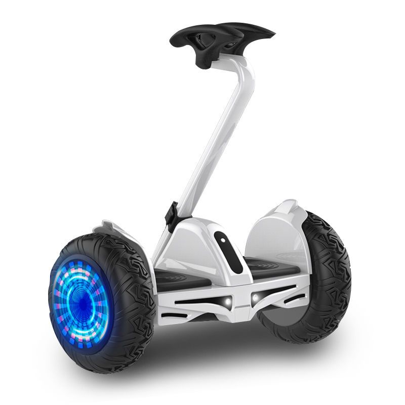 电动儿童双轮自平衡车成年智能两轮带扶杆体感代步平行车 10寸白色