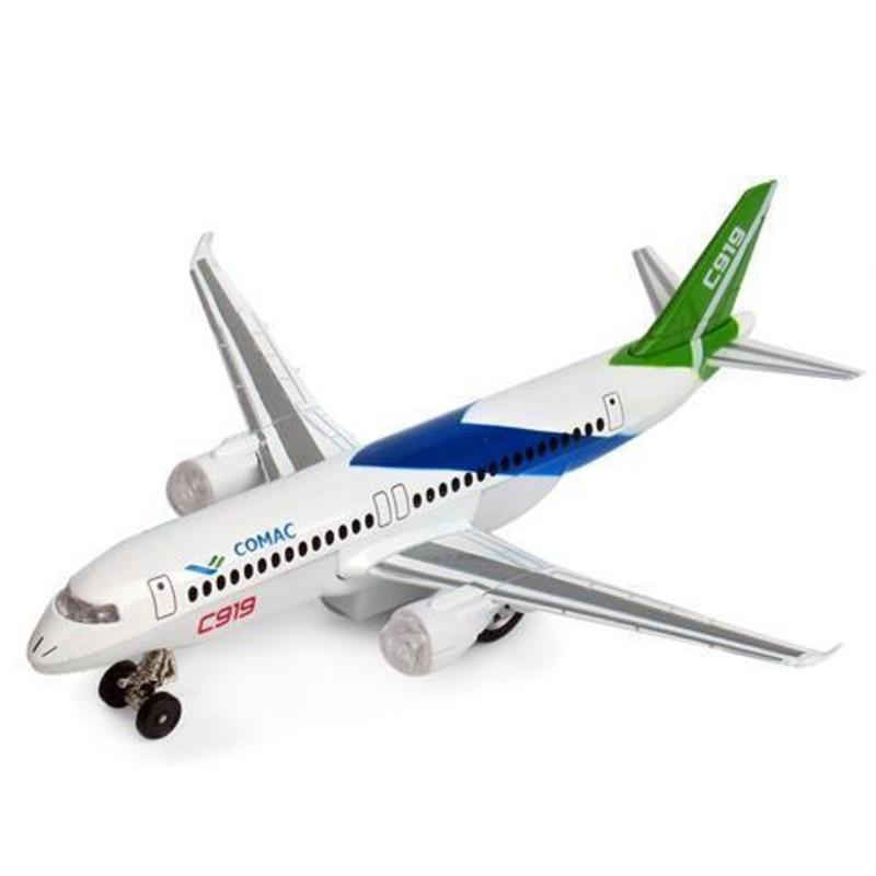 飞机模型合金c919客机民航国产大飞机儿童玩具飞机声光回力散装