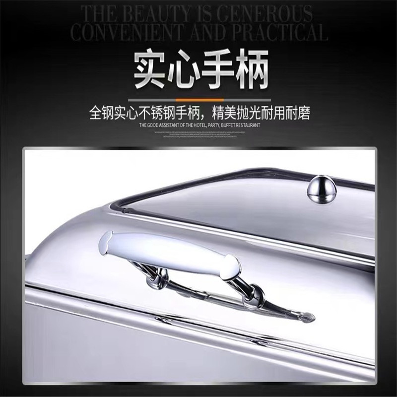 6L 液压自助餐炉加热款 透明翻盖保温锅方形早餐保温炉 尺寸45*41*18