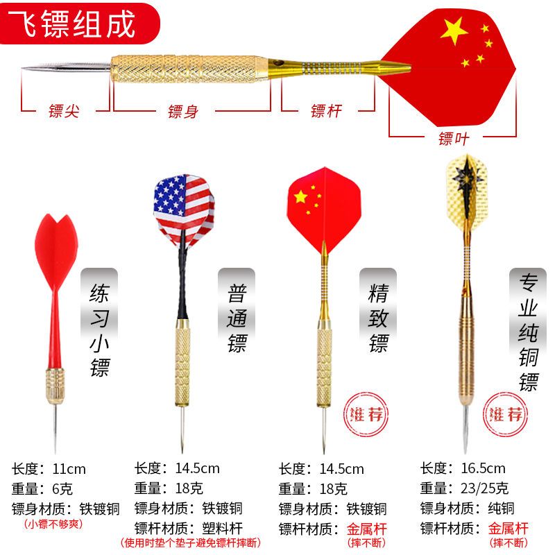 飞标飞镖盘套装专业针式比赛训练飞镖儿童飞镖玩具安全磁性飞镖靶|针式:18寸植绒盘+6支摔不断精致镖