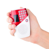 Amoi/夏新V8重低音家用老年收音机老人U盘迷你插卡音箱便携式随身听MP3户外播放器FM全波段外放 红色16G版TF卡