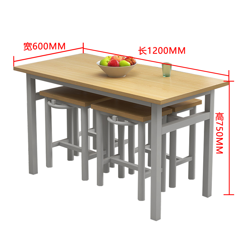 乙壬餐桌4人学校食堂小吃店快餐桌椅饭堂防火板桌1200*600*750[含椅]高清大图