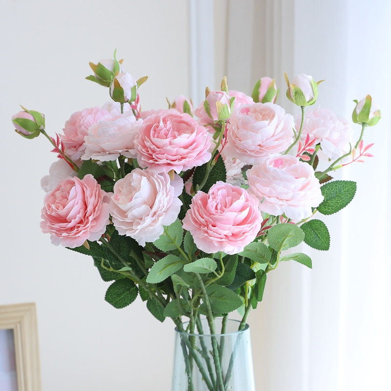 敬平 Jing Ping 花瓶 花艺敬平仿真牡丹花玫瑰花花束家居客厅假花摆设餐桌装饰干花绢花花艺 摆件粉色4支奶粉4支 价格图片品牌报价 苏宁易购梦舟家居专营店