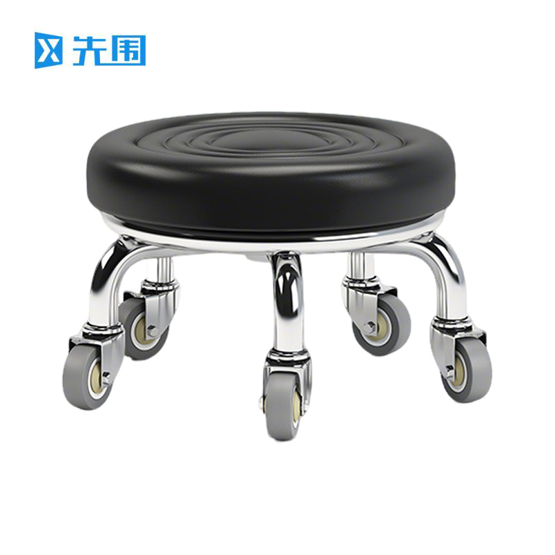 先围 静音滑轮矮凳 40*22cm-水波黑 个高清大图
