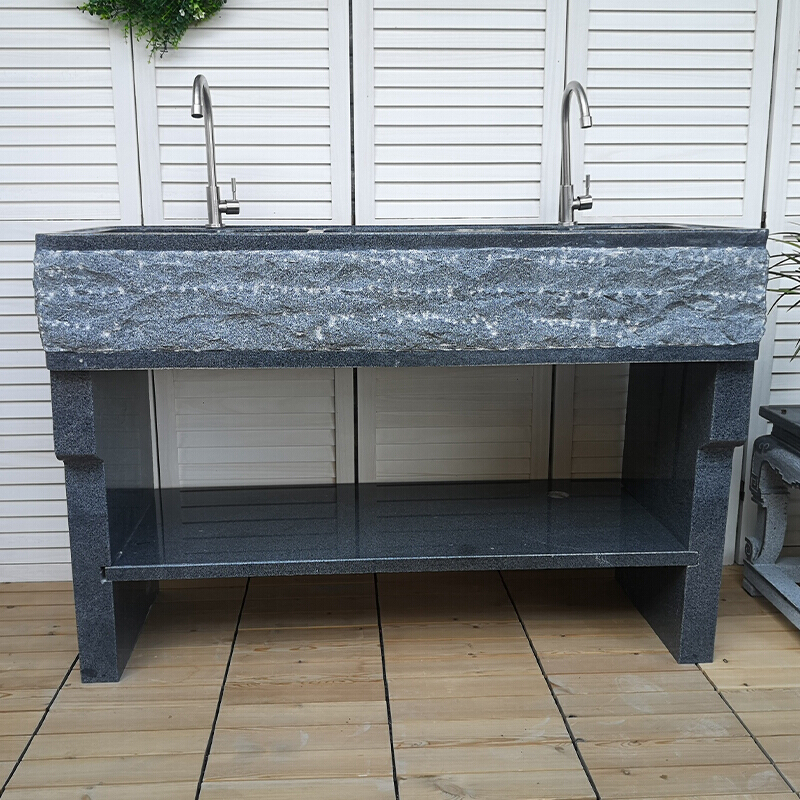 阳台石头洗衣池带搓衣板刻大理石洗衣池天然石材水池室外洗手池安心抵