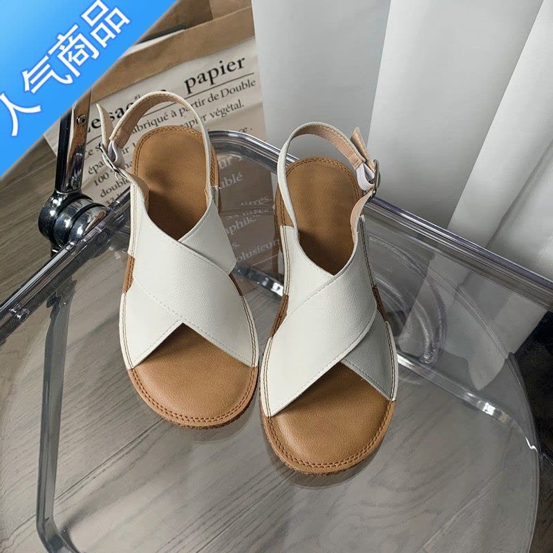 SUNTEK舒适到一塌糊涂 “踩H感”凉鞋 牛筋软底平底休闲鞋女鞋子图片