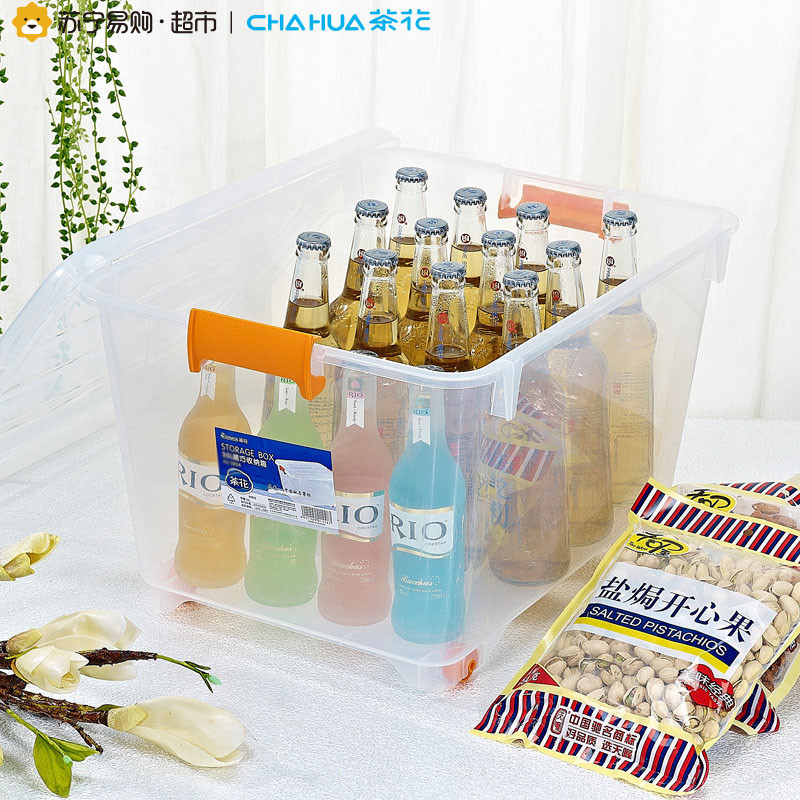 茶花(CHAHUA)[35L精巧收纳箱2只装]2824*2塑料储物箱收纳盒整理箱无滑轮