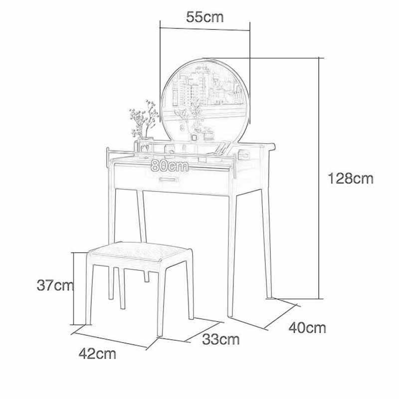 鑫金虎 新中式实木梳妆台卧室收纳柜现代简约实木化妆台化妆桌凳子组合