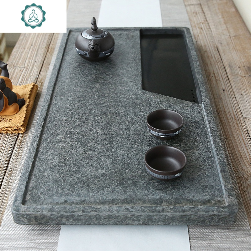 乌金石茶盘石头茶海茶台石材天然特大号石茶盘黑石茶盘