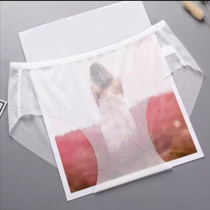 全透明诱惑网纱内裤女式中腰性感夏季无痕速干大码女士三角裤头 白色(1条装) L 80-110
