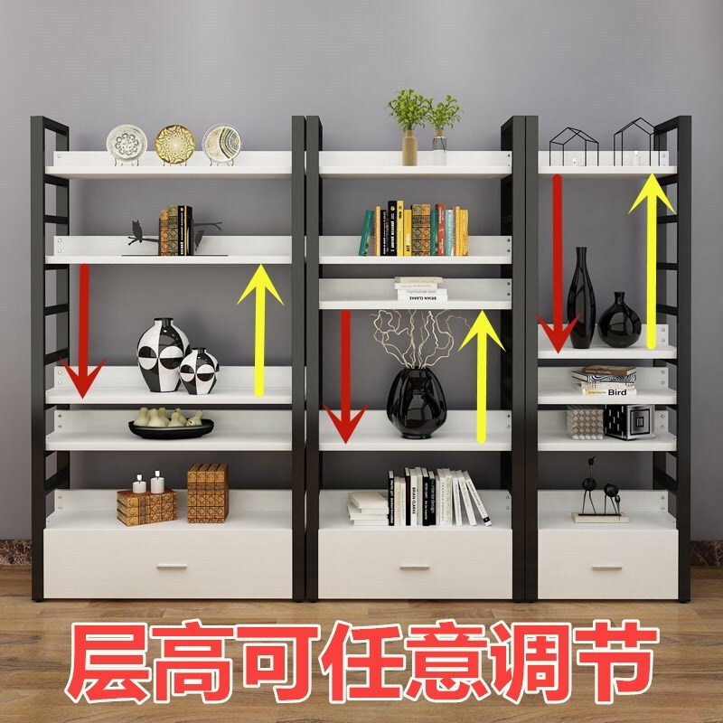 创意书架置物架客厅收纳架储物架简约现代搁板层架落地墙壁架铁艺
