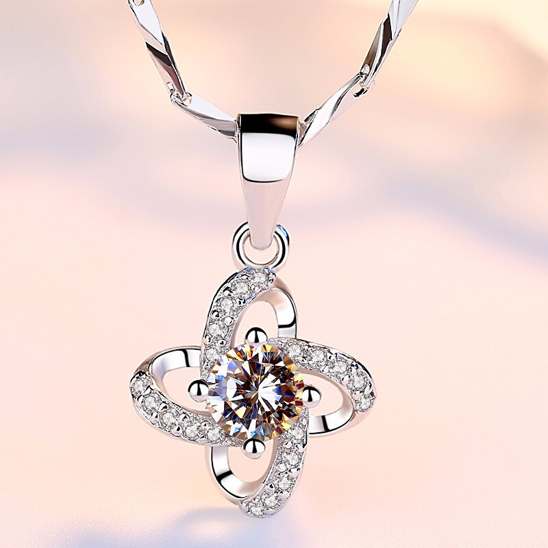 颈链韩版学生首饰品圣诞节生日女生送女友老婆闺蜜幸运四叶项链证送女