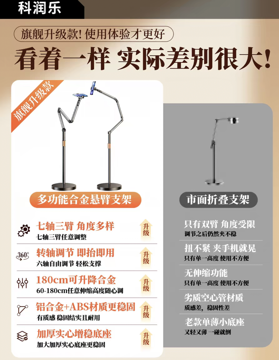科润乐铝合金三臂手机支架