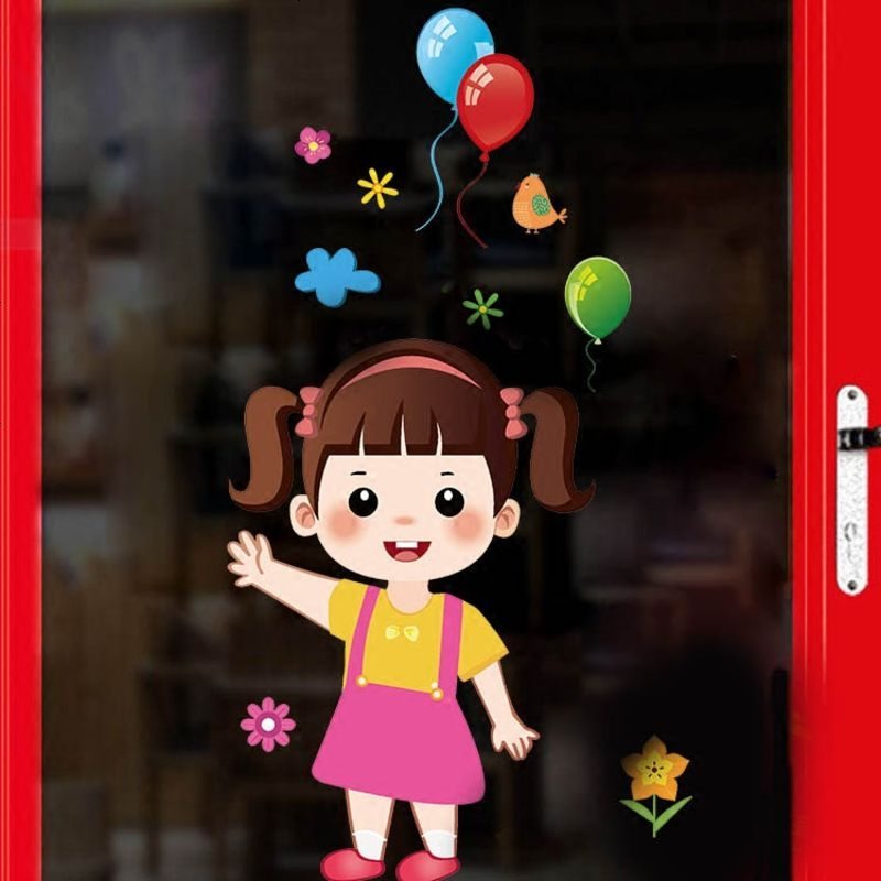 卡通墙贴幼儿园儿童房双面防水防晒玻璃贴纸窗贴教室布置门窗贴画单个
