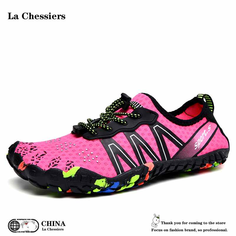 La Chessiers户外溯溪鞋男女沙滩鞋防滑水陆两栖速干涉水鞋透气游泳鞋男钓鱼鞋 玫红 41码