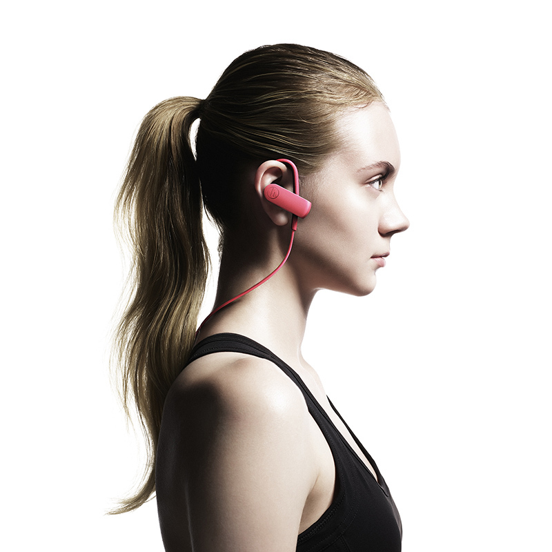 铁三角(audio-technica)ATH-SPORT50BT (粉红色)运动入耳防水蓝牙带麦耳挂式耳机