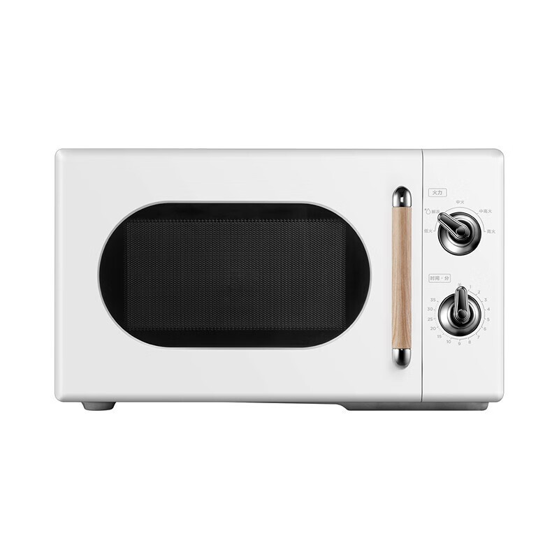 美的(Midea)家用微波炉复古旋钮微波炉360°转盘式加热20升PM2004白色