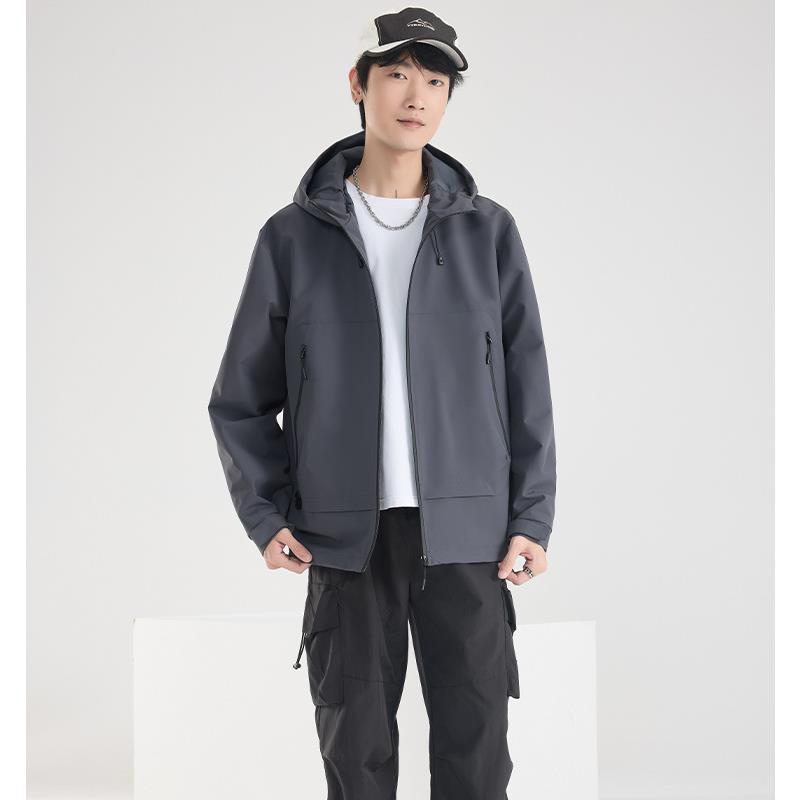 厂家直销春秋新款时尚休闲运动情侣冲锋衣男女款户外潮牌单衣夹克 XL 男士款---深灰