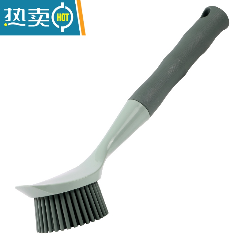 敬平厨房洗碗刷子加粗长柄清洁刷水槽灶台去污软胶不伤锅类硅胶洗锅刷 塑料款橘色高清大图