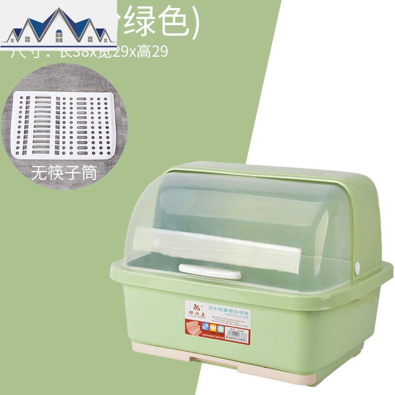 新款塑料碗柜厨房沥水碗架放碗碟架带盖碗筷餐具收纳盒碗盘置物架 三维工匠高清大图