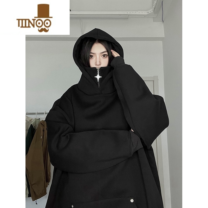 YANXU美式复古拉链高领卫衣男秋季新款设计感小众纯色潮牌感链小卫高清大图