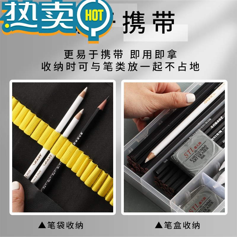 绿彩虹光高光橡皮笔素描专用橡皮擦专业美术不易留痕擦的干净美术生绘画笔型笔式象皮像皮擦学生画材用品 1支装(高光橡皮笔)送