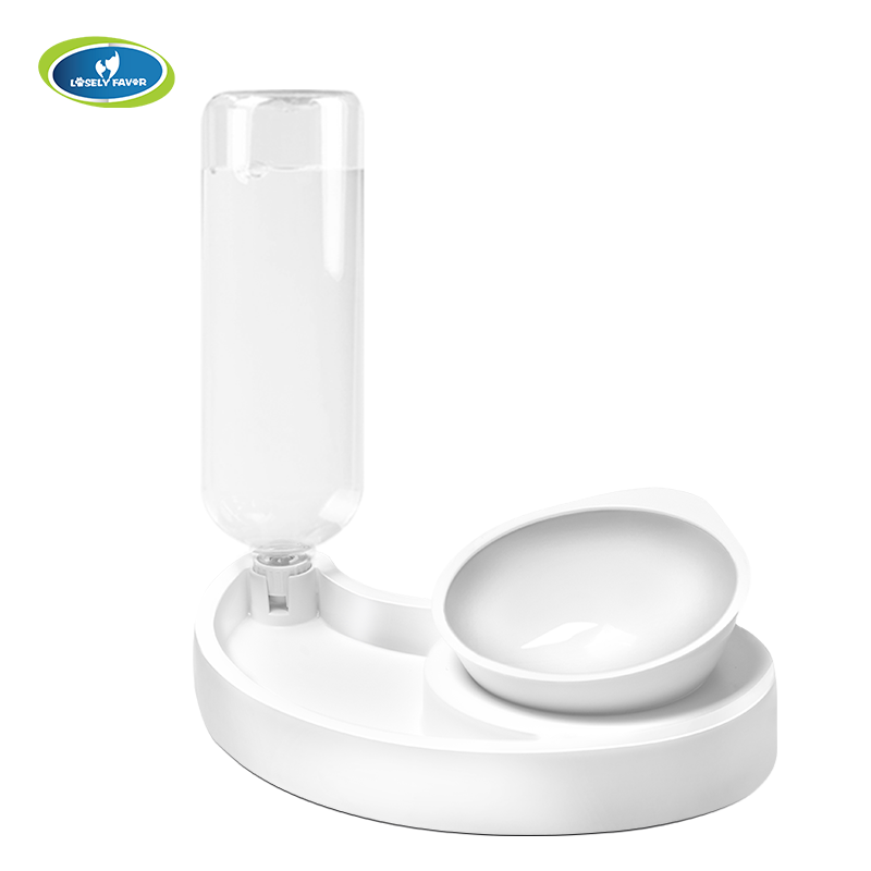 狗盆狗碗猫碗双碗自动饮水食盆狗粮碗宠物水碗防打翻饭盆猫咪用品 【月牙碗】-L 自动续水双碗（猫狗通用）