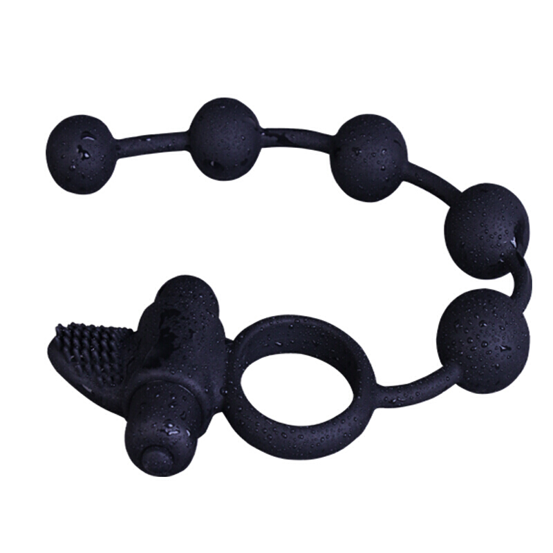 久爱(Jiuai) 锁精环男女通用夫妻共用阳具套震动器肛塞拉珠后庭自玩情趣用品五连珠 精庭兔耳-锁精高清大图