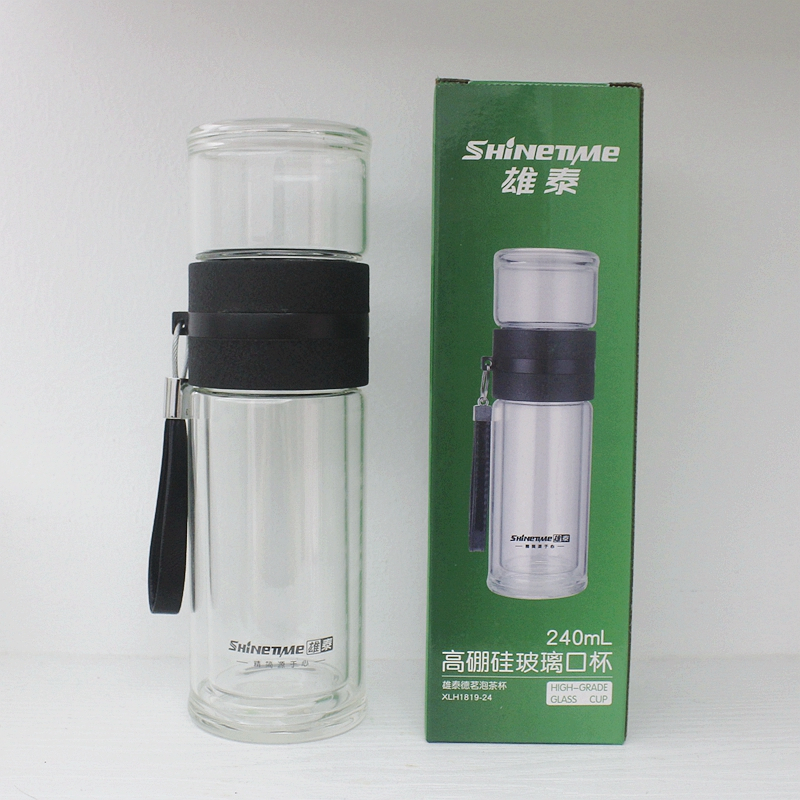 雄泰(SHINETIME)双层玻璃杯茶水分离泡茶杯过滤杯240ML